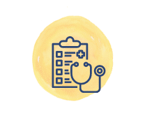 Cartoon doctors checklist and stethoscope