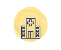 Cartoon of a hospital building