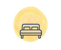 Cartoon bed with a yellow background